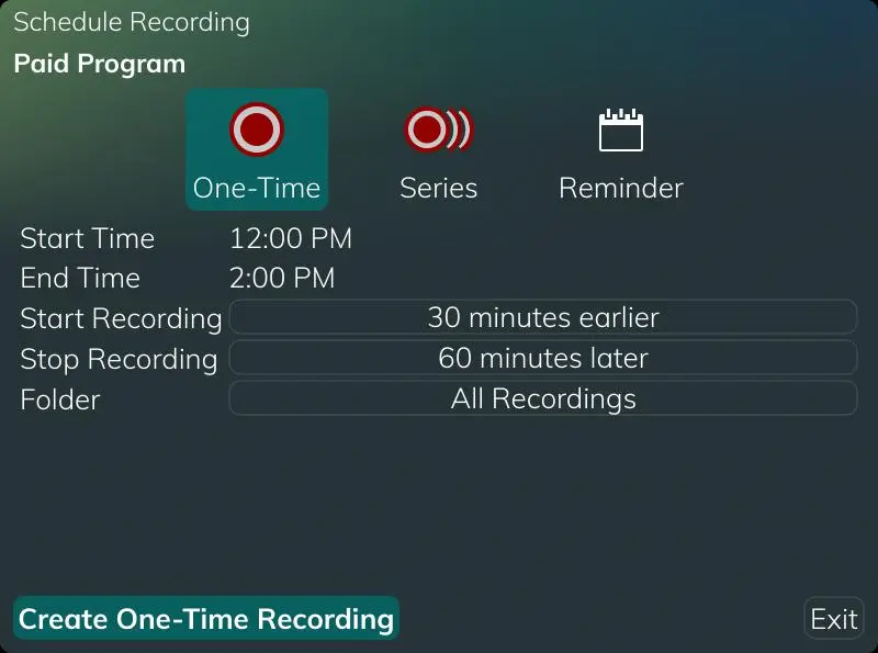 Packer Game Record Settings for 2023-12-17, part 1 - Set 12:30-1:00 Paid Programming to record 30 minutes earlier until 60 minutes later.